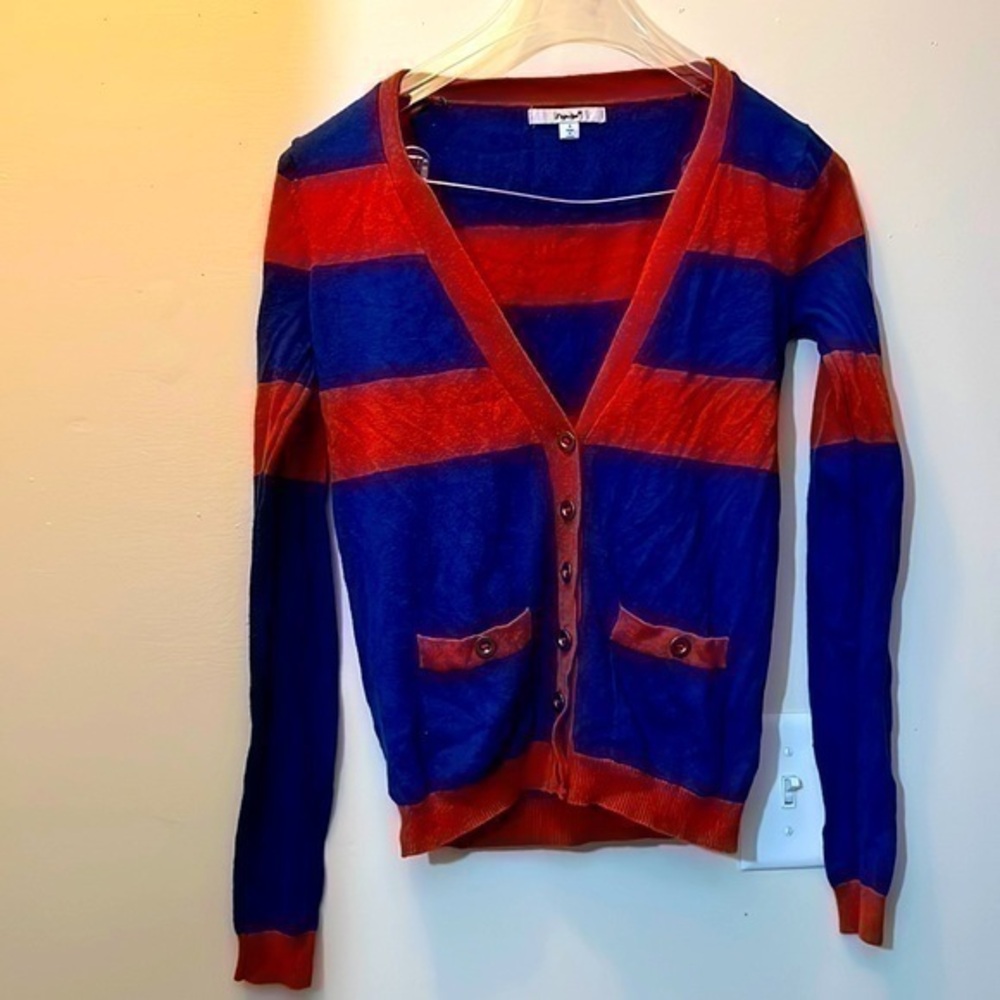 Orange and blue striped sweater size small